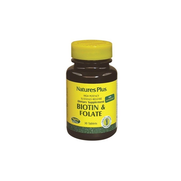 Nature's Plus Biotina e Acido Folico 30 Tavolette