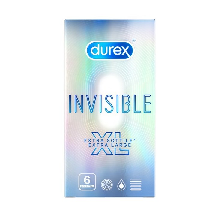 Durex Invisible Extra Lubrificato XL 6 Pezzi