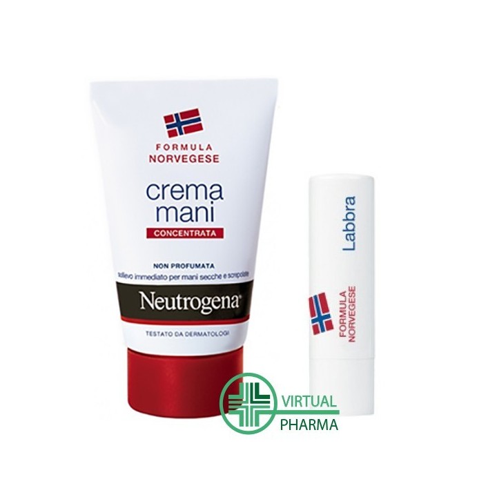 Neutrogena Crema Mani Concentrata Non Profumata 75 ml + Neutrogena Stick Labbra 4,8 g