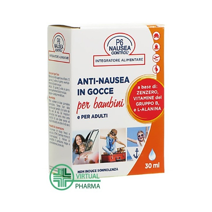 P6 Nausea Control Gocce Antinausea per Adulti e Bambini 30 ml